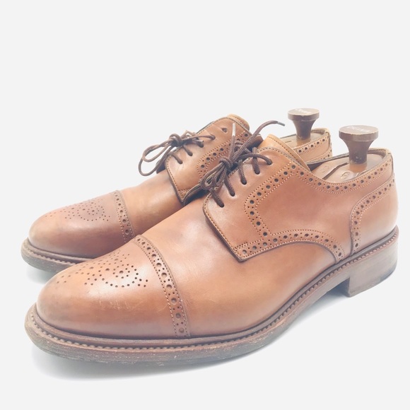 Santoni good year brown leather oxfords cap toe main image 7